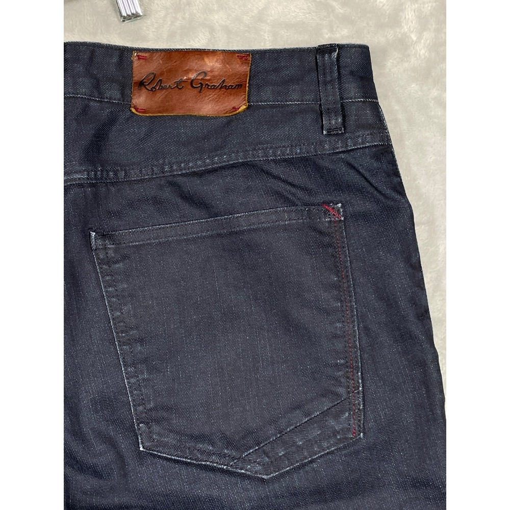 Robert Graham Kipling Tailored Fit Dark Wash Stretch Denim Jeans Mens 38x34